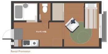 典型的な「１Ｋ」の間取り